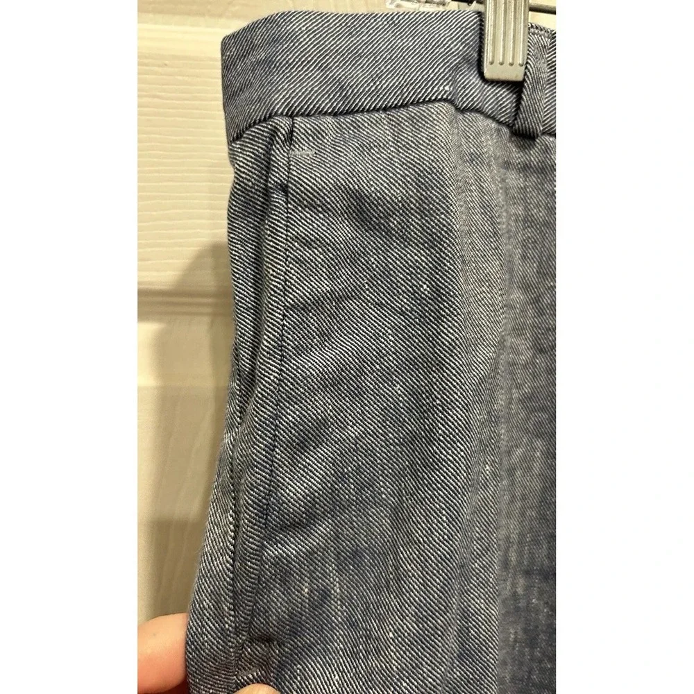 Banana Republic Logan Fit‎ Linen Cotton Blend Straight Leg Pants Blue Womens 14